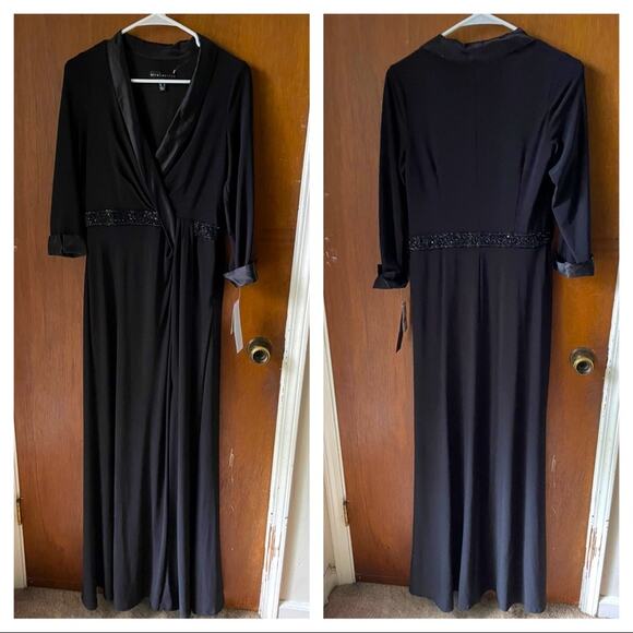 Aidan Mattox tuxedo wrap gown black - Picture 2 of 7